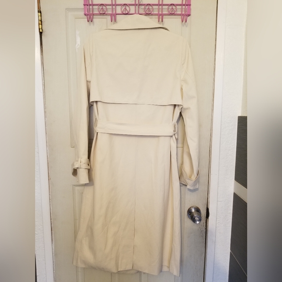 Style State Long Line Collared Trench Coat with Button and Pockets Beige Sz 8 - Picture 2 of 14
